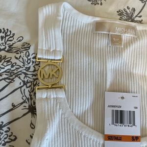 Michael Kors White Ribbed Knit Top Size Small